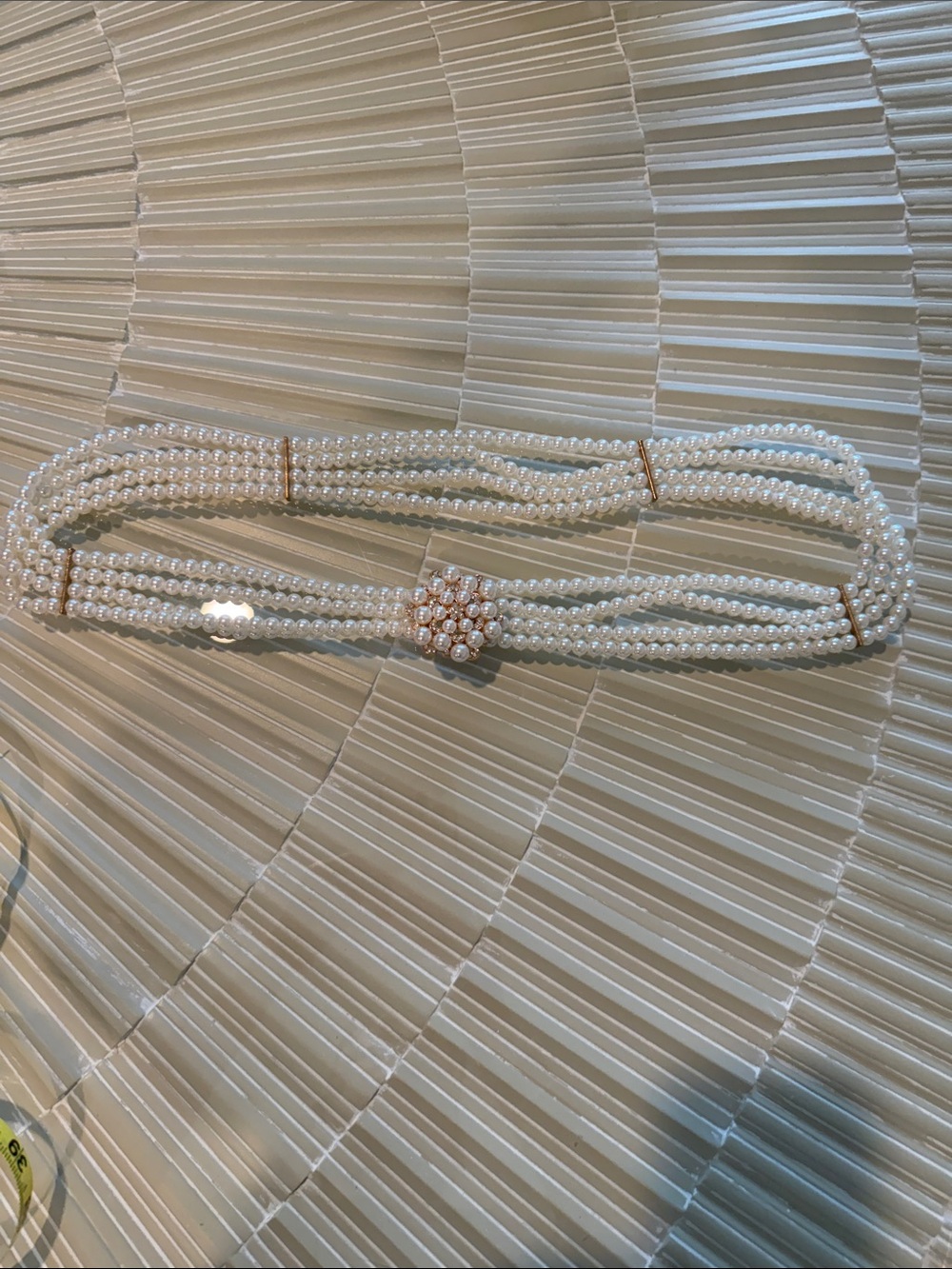 Classic Multi-Strand Pearl Waist Belt with Gold Accents